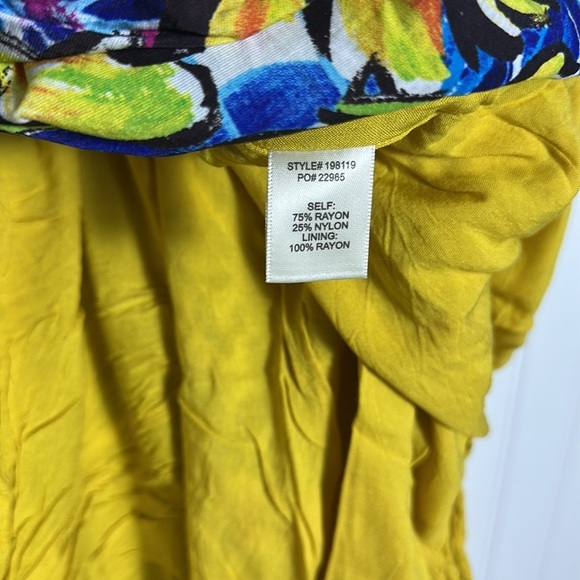 Skies are Blue Curvy, Size 1X floral Midi  dress, lined smoked Back ruffle trim - Picture 13 of 13